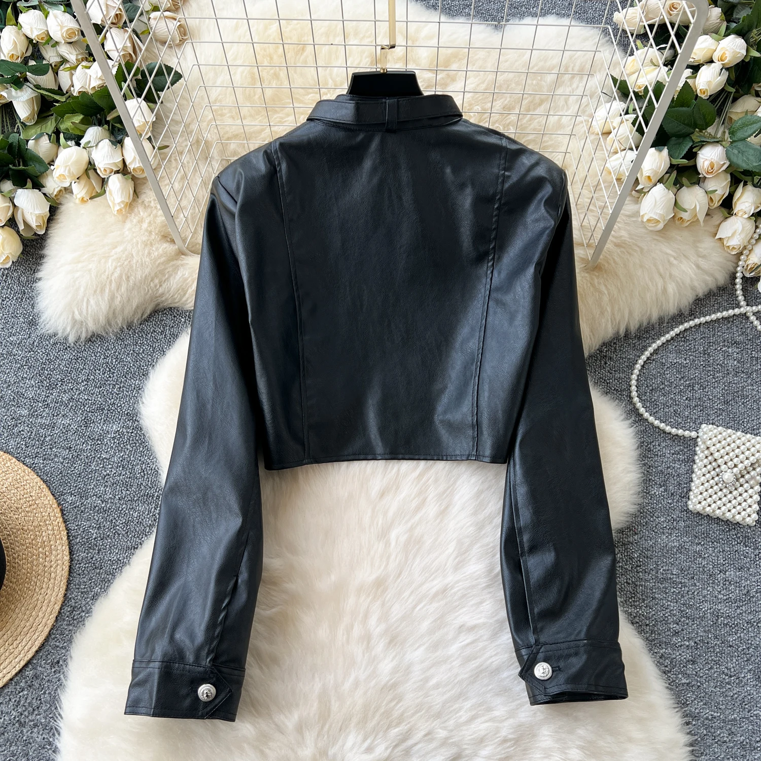 Autumn Winter Arrival Versatile Jacket Sensibility Stand Collar Genuine Leather Trendy Street Style Single Breasted Jacket Women