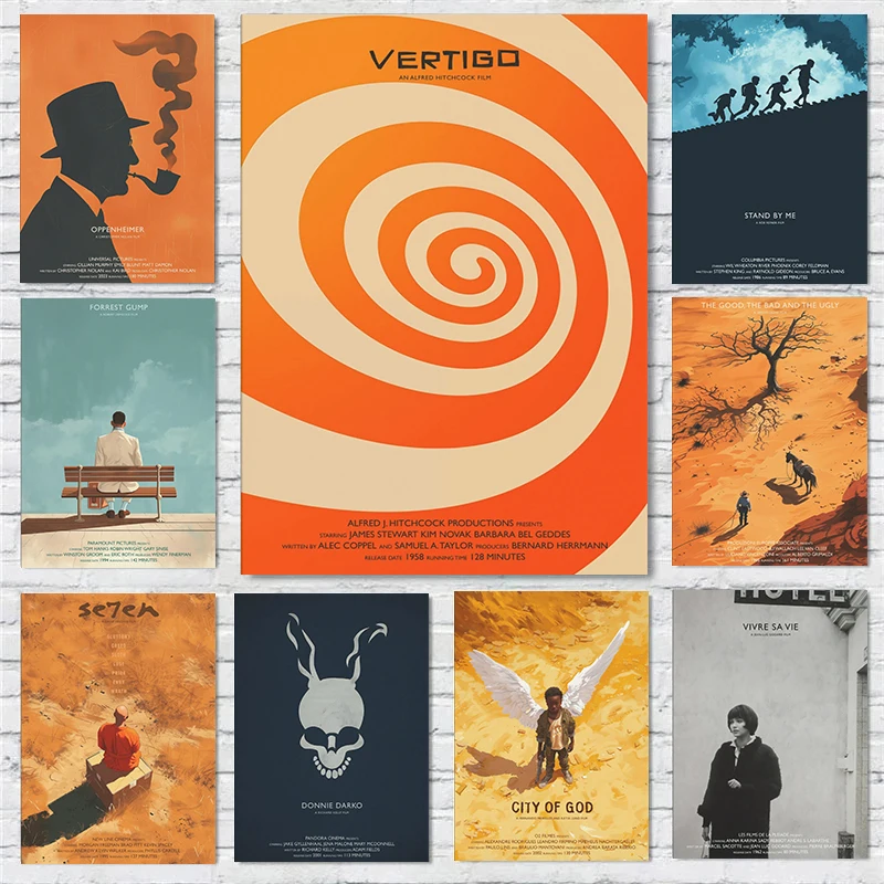 Vintage Minimalist Movie Poster Vertigo Se7en Harakiri Poor Thing Prints Canvas Painting Wall Art Pictures Home Room Decorati
