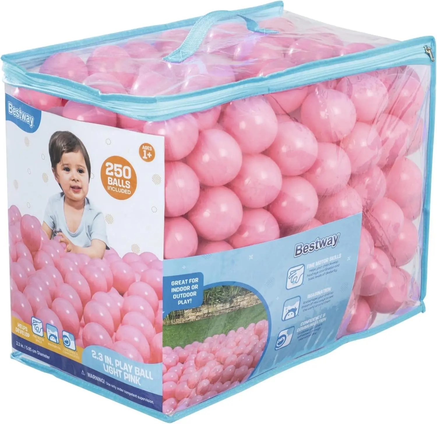 Bolas de jogo de plástico rosa claro 250ct |   Ótimo para cercadinhos internos e externos, bolinhas, seguidores, piscinas Kiddie
