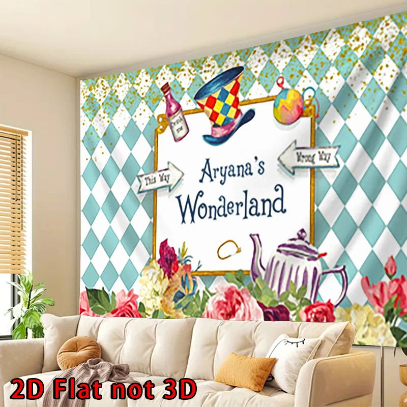 2D 플랫 배너, 1개 맞춤형 이름 사용자 정의-편집 가능한 텍스트, 다양한 파티 행사용, 90.5x70.8인치 폴리에스테르 배너