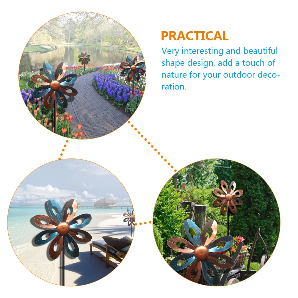 

Garden Iron Art Windmill Outdoor Yard Decor Decorative Rotating Metal Windmill Ornament Landscape Scene Prop Pinwheel Decoration