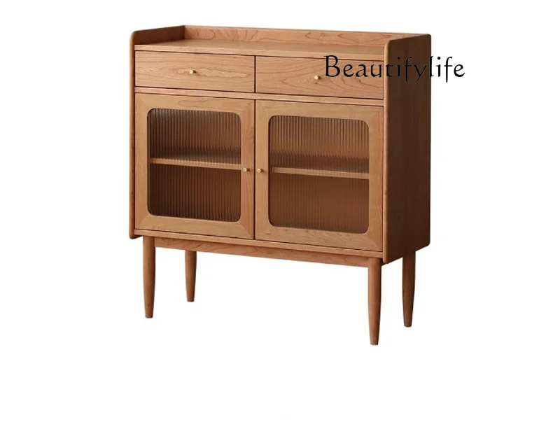 

Nordic Cherrywood Sideboard Cabinet Apartment Living Room Wall Sofa Side Cabinet Solid Wood Tea Japanese Style Storage Cabinet