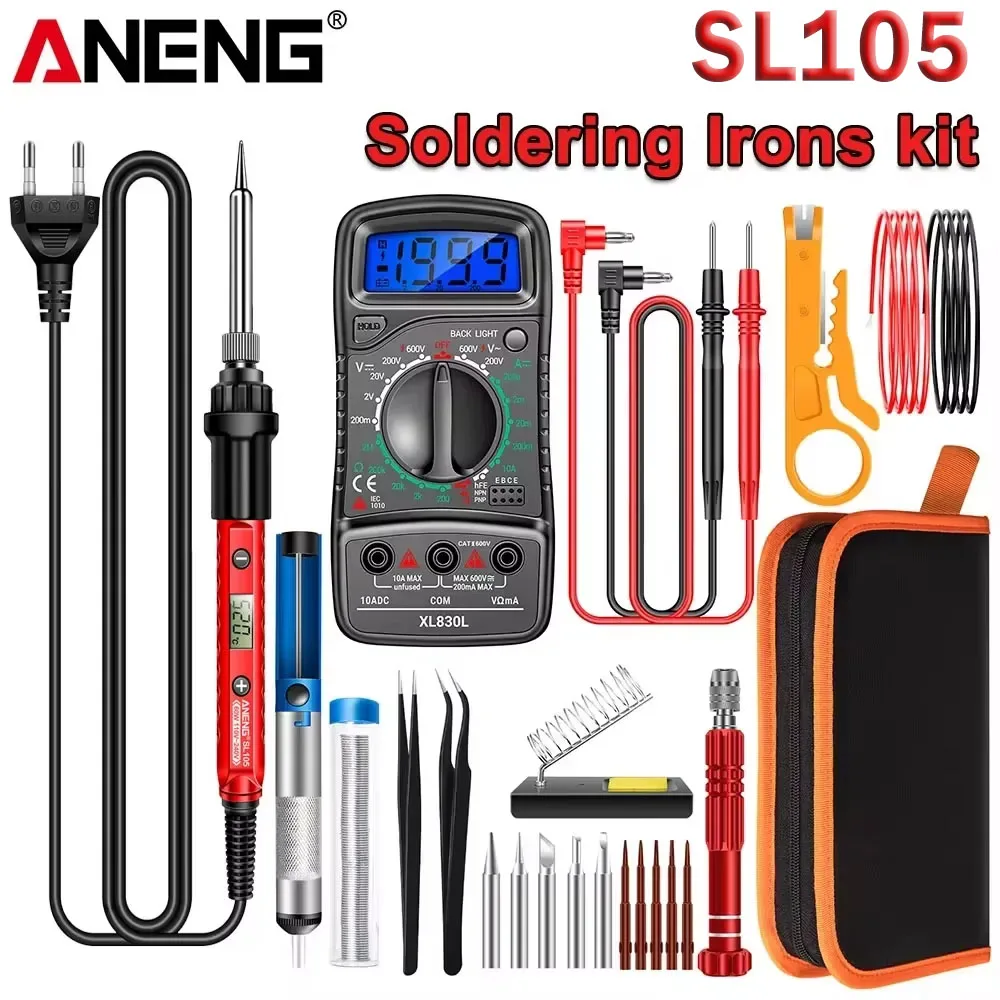 

Цифровой паяльник ANENG SL105 с регулировкой температуры, EU/220V US/110V, портативный набор для пайки и ремонта