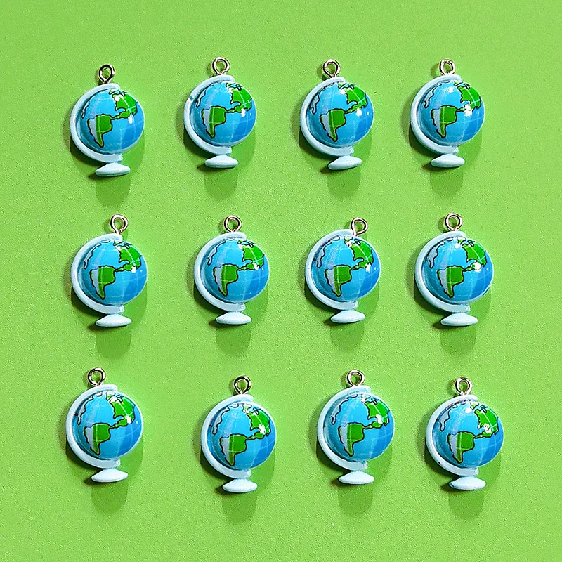 20pcs Mini Globe Resin Charms Cute Cartoon Stationery Pendant For Jewelry Accessory DIY Earring Necklace Bracelet Charm