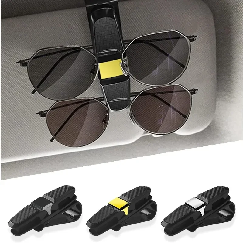 

GEFENSI Car Sunglasses Holder For Sun Visor, Auto Glasses Clip Universal Eyeglasses Mount Case With Double Clip For Card Ticket