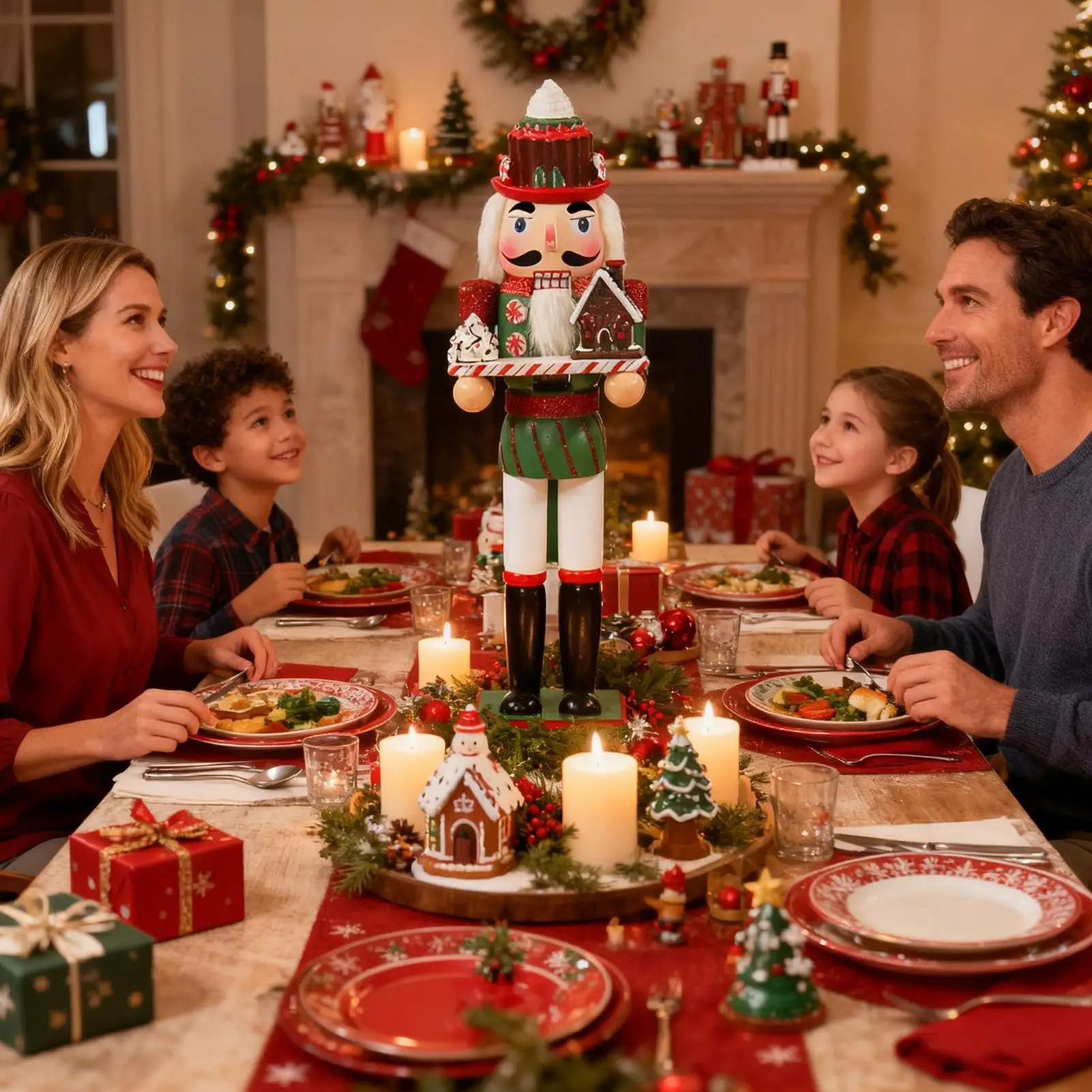 Nut Cracker Christmas Decor 14 Inch Wooden Figure Model Christmas Nutcracker Soldier For Home Fireplace Shelves Birthday Party