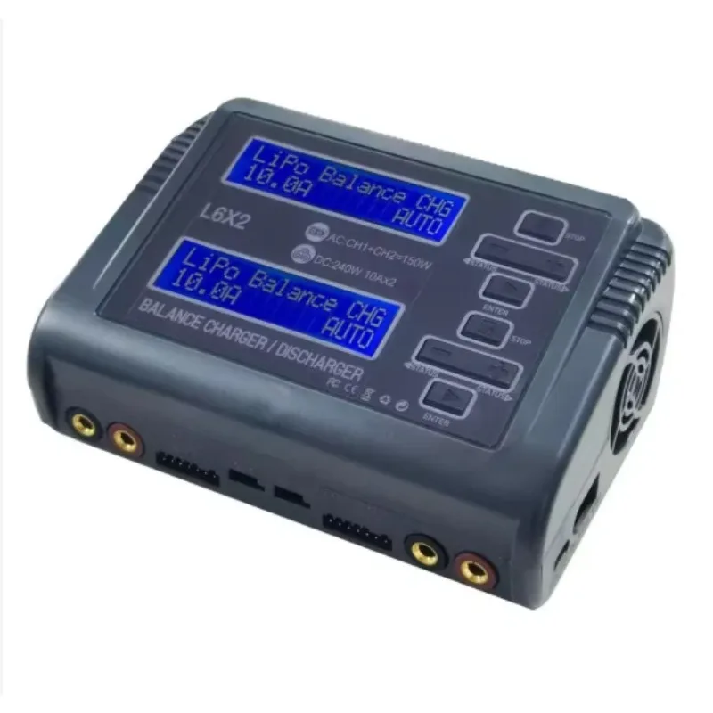 L6X2 LiPo Battery Charger Dual Channel AC150W DC240W 10A 1-6S for Li-ion LiFe NiCd NiMH LiHV PB Balance Battery Chargers