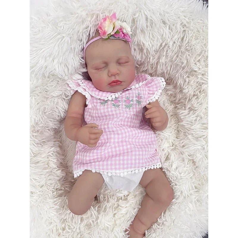 48CM Bebe Reborn Puppen Loulou Realistische Lebensechte Neugeborenen Schlafen Baby Hand Details Malerei 3D Haut Ton Silikon Baby Puppe