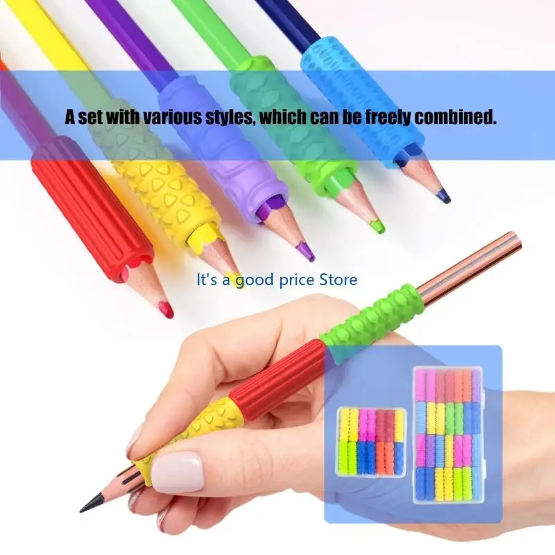 14/82pcs كتابة مكتبات مريحة القلم قبضة السيليكون الناعم قبضة القلم قبضة القلم قبضة القلم.