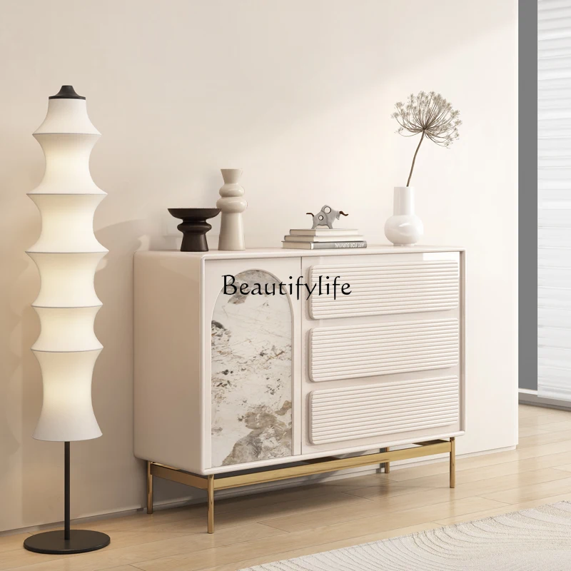 

French light luxury entrance cabinet, cream style living room, decorative art locker
