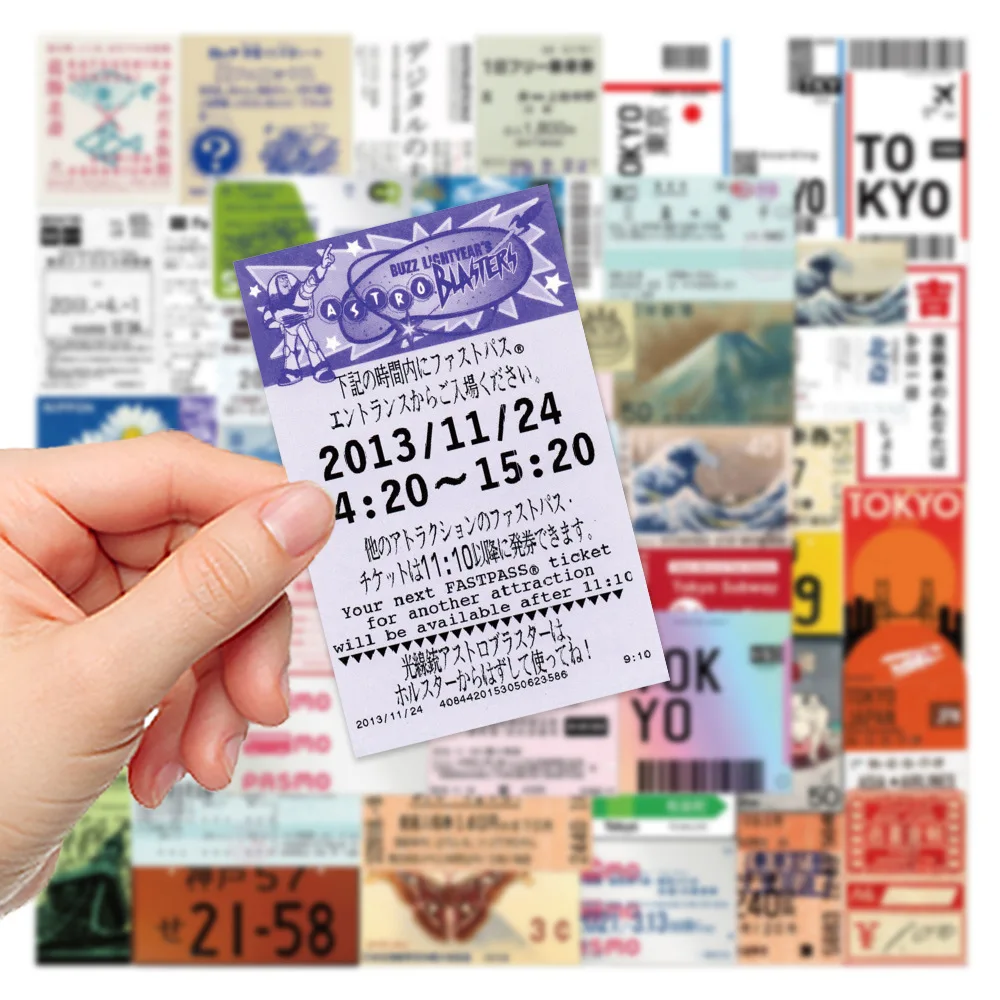 10/30/60pcs Japanese Vintage Tickets Stickers Cute Decoration DIY Travel Suitcase Phone Notebook Bike Guitar Graffiti Decals Toy