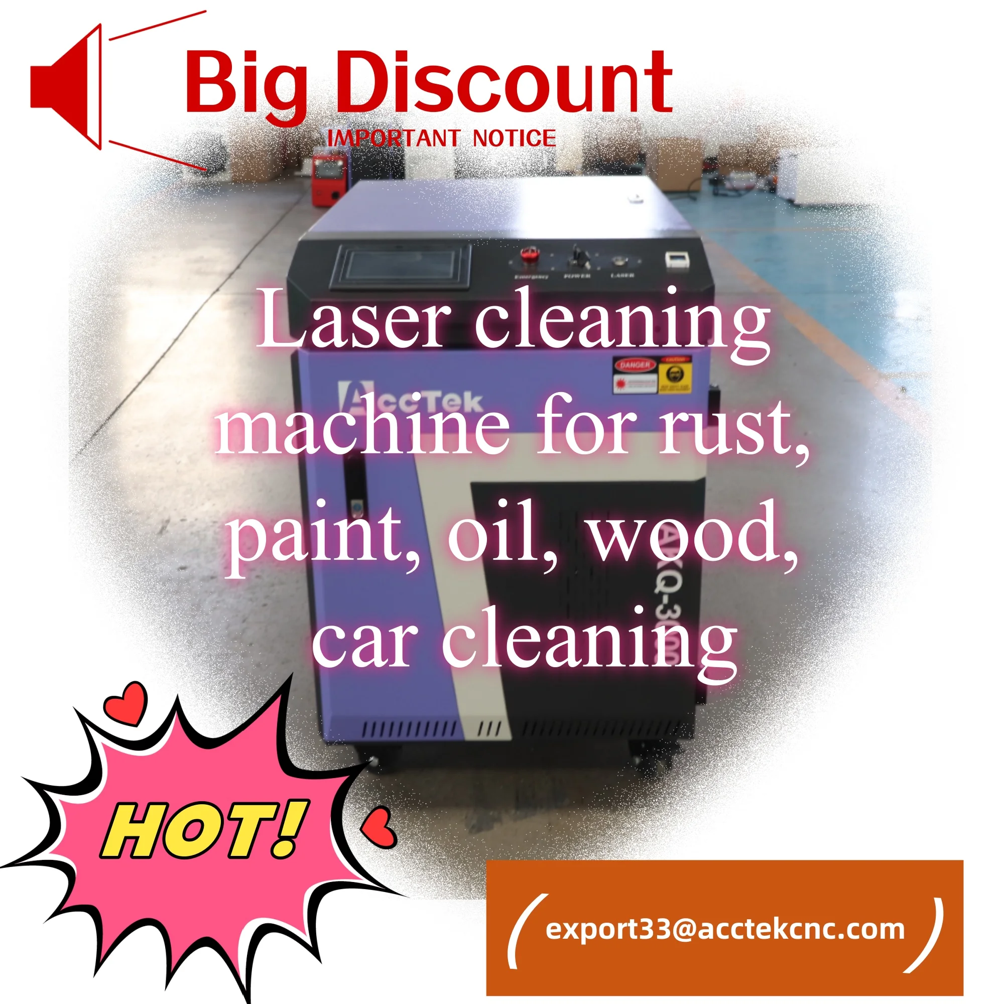 AccTek Fiber Laser Cleaning Machine 1500W 2000W 3000W 6000W Laser Cleaner Laser Rust Removal for Oil Paint Rust Remove