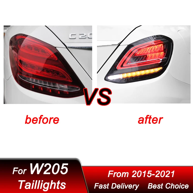 Hot Car Led Tail Lights For Mercedes-Benz W205 C180 C200 15-21 new style full LED Dynamic Turn Signal Light Tail Lamp Assembly