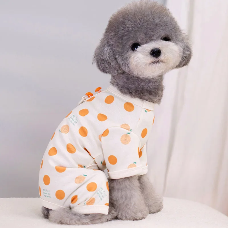 Dog Pattern Long Sleeve Dog Clothes Orange Green Hoodie Piżama dla małych psów Chihuahua Yorkie Puppy Kitten Jumpsuit Piżama XL