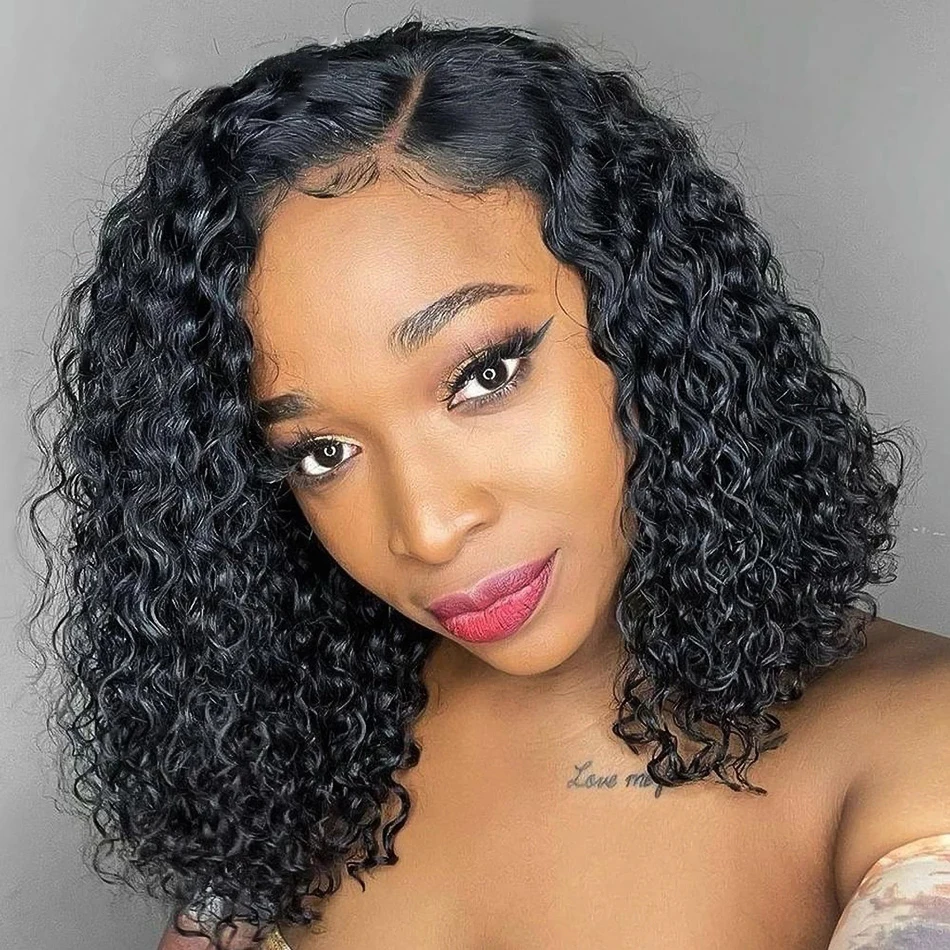 Wear And Go Glueless Wigs Short Bob Wigs Deep Wave Lace Front Human Hair Wig For Women Water Wave Lace Frontal Wig Pre Plucked