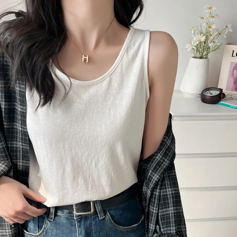 Casual Strap Vest Women's Outerwear Spring Summer Loose Lazy Sle Bal Svel Base Layer Inner Match Top