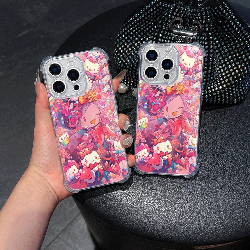 Casing Handphone Hello Kitty untuk iPhone 14 iPhone 16/15/14/13/12/11/x/xs/xs Max Casing Handphone Lembut untuk Perempuan Sanrio KT
