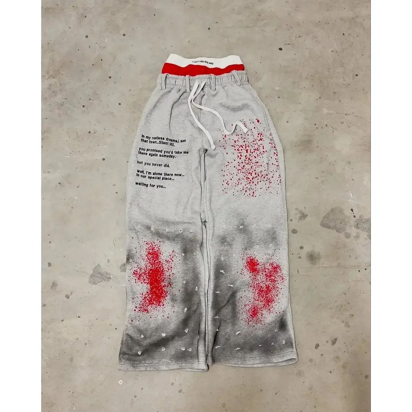 

Men Street Stain Staining Hip Hop Fashion Double Waist Pants High waisted Jogger Drawstring Sweatpants Y2K Baggy Cargo Trousers