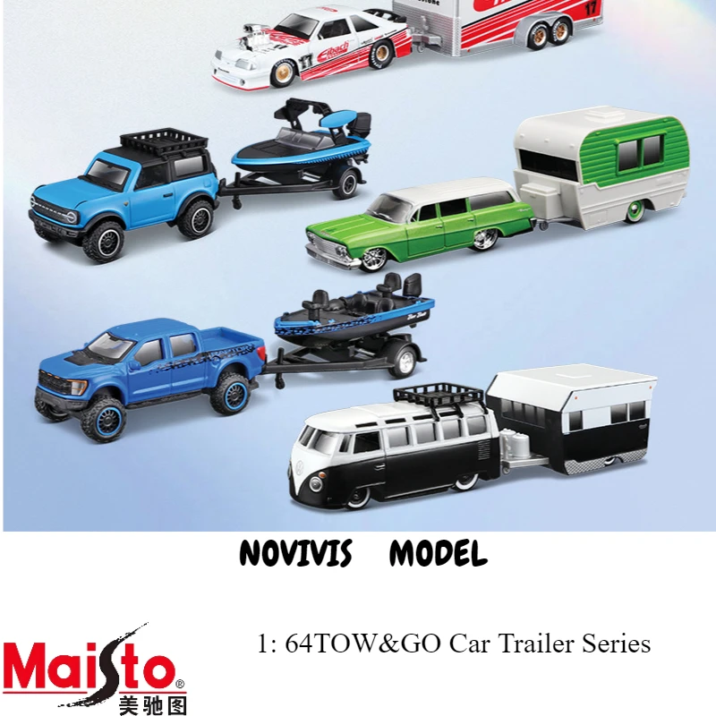 

Maisto 1:64 Alloy Transport Truck & Trailer Set - Die-Cast Metal Car Model Collection for Display & Toy Gift