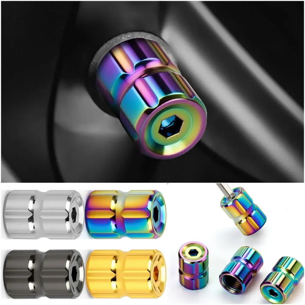 4PCS Multicolor Car Wheel Valve Caps Anti-theft Waterproof Valve Core Cap Multifunctional Rustproof Air Valve Caps Universal