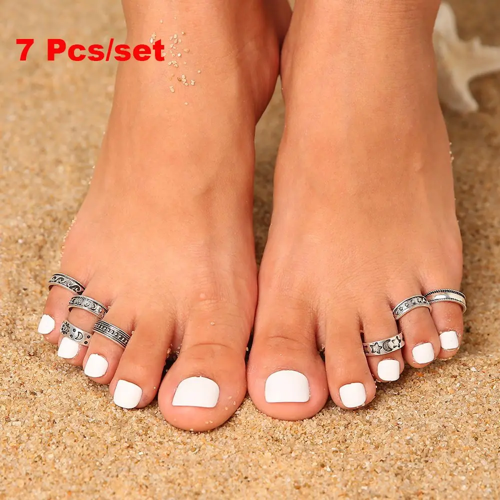 7 шт./компл. серебряные открыцы звездные волны солнцезащитные кольца для ног набор колец на носок винтажные богемные кольца