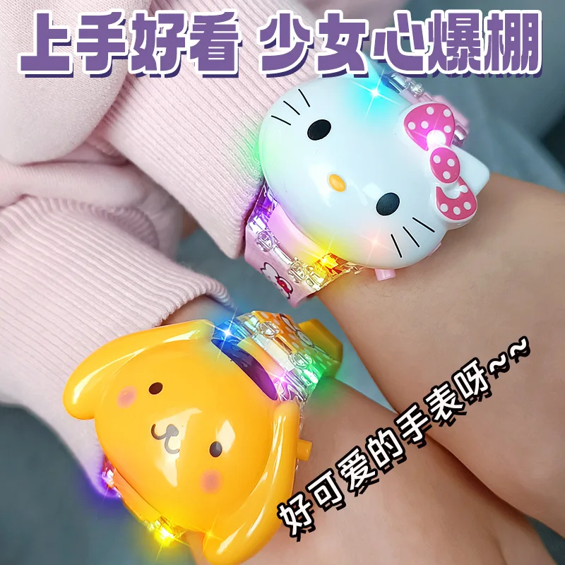 Anime Sanrio 3D Projection Watch Cinnamoroll Kuromi Wrist Watch Hello Kitty My Melody Electronic Watches Flip Kids Toy Gifts