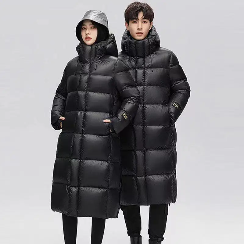 Winter Warm Long Down Coat for Couples Hooded White Duck Down Jacket for Men and Women Waterproof Puffer Jacket Male Coat JK-985