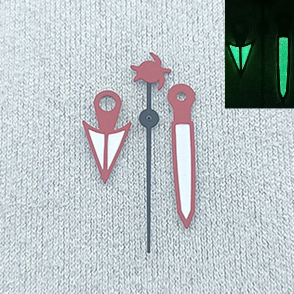 عقارب الساعة المصقولة nh35 nh36، مؤشر ساعة مضيئة باللون البني والأخضر، عقارب برتقالية سوداء #3