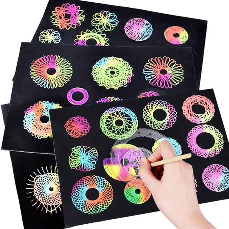 Kids Creative Geometric Art Spirograph Drawing Kit - Interlocking Gears & Wheels Educational Toy