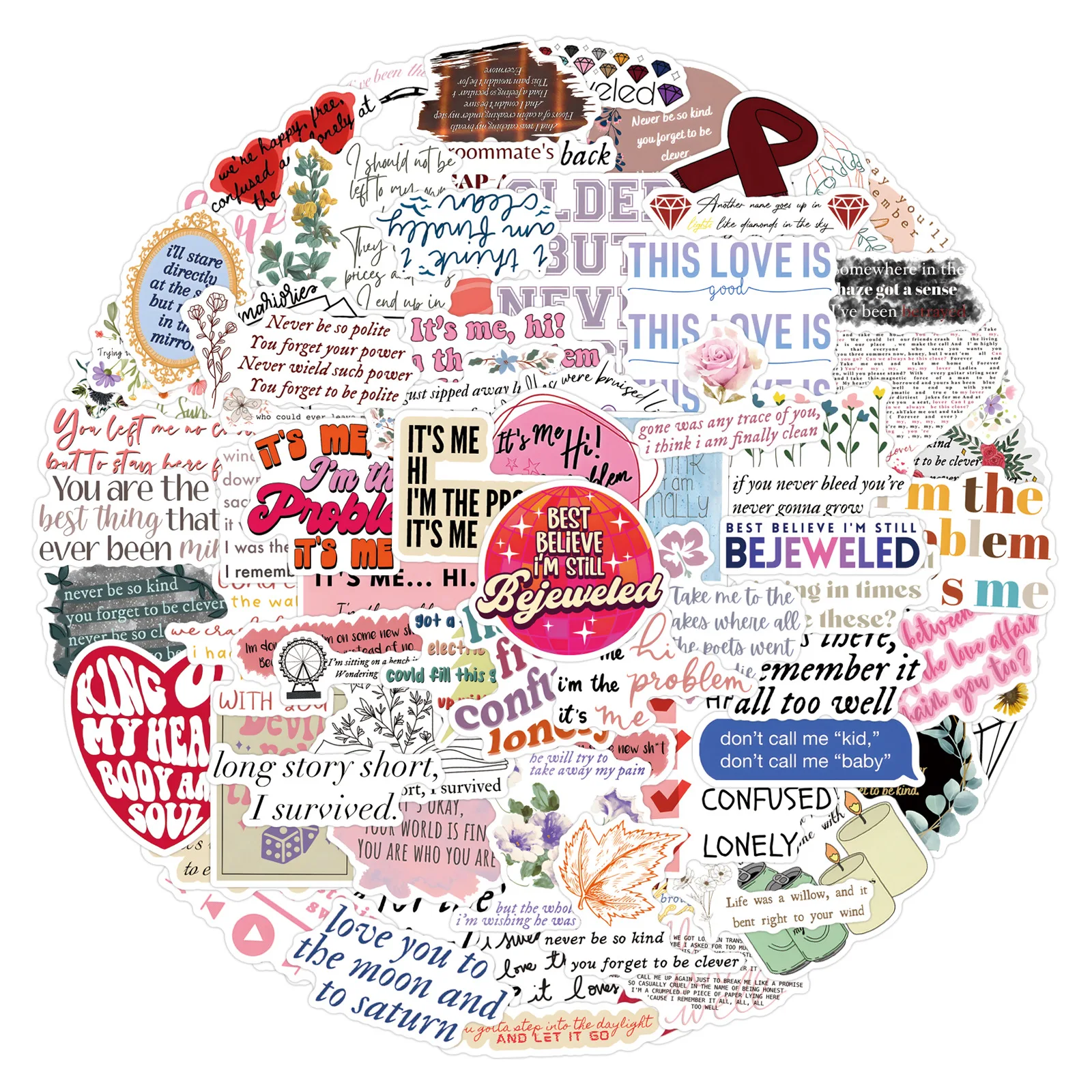 

110Pcs Taylor Lyric Stickers DIY Decorative Mobile Phone Stickers