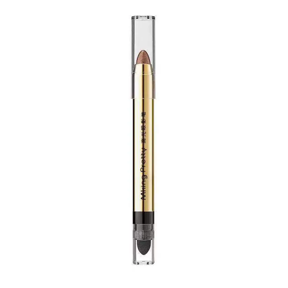 Neuer Doppelkopf-Lidschatten stift glänzender Diamant Eyeliner Gold Lidschatten-Brechung stift liegend lila Bleistift Seidenraupe grün glitt x0h6