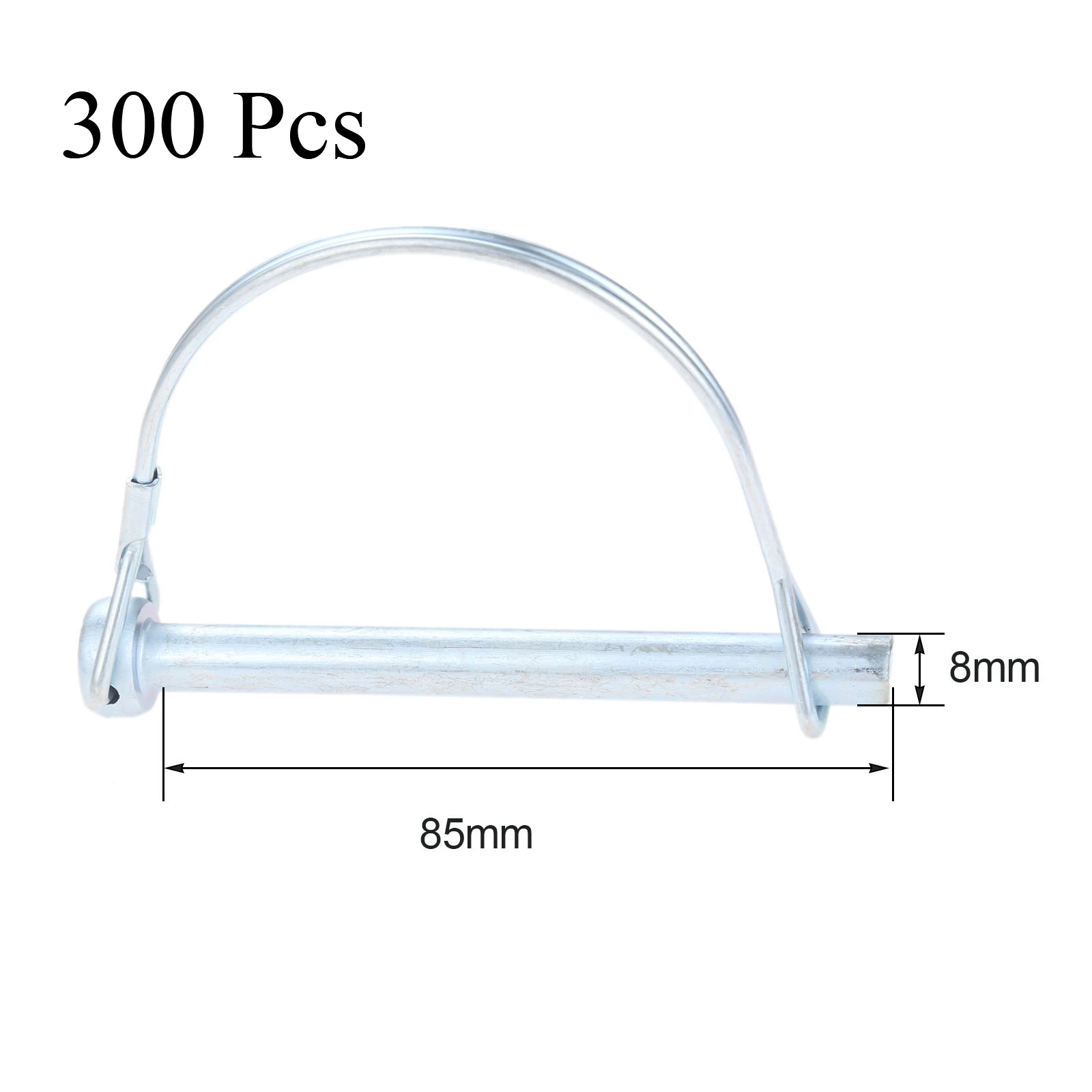 

300 шт. D-образные стопорные кольца-фиксаторы для осей, стальные, для прицепов, лодок, грузовиков, сельскохозяйственной техники, газонов, садов, M8x85мм
