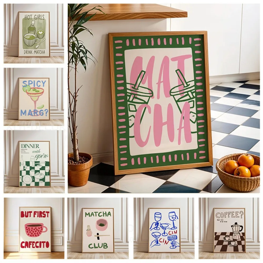 Póster de arte de pared minimalista con cita de But First Cafecito, impresión en lienzo, estilo Matcha Club, arte de pared español para sala de estar moderna, decoración del hogar y cafetería