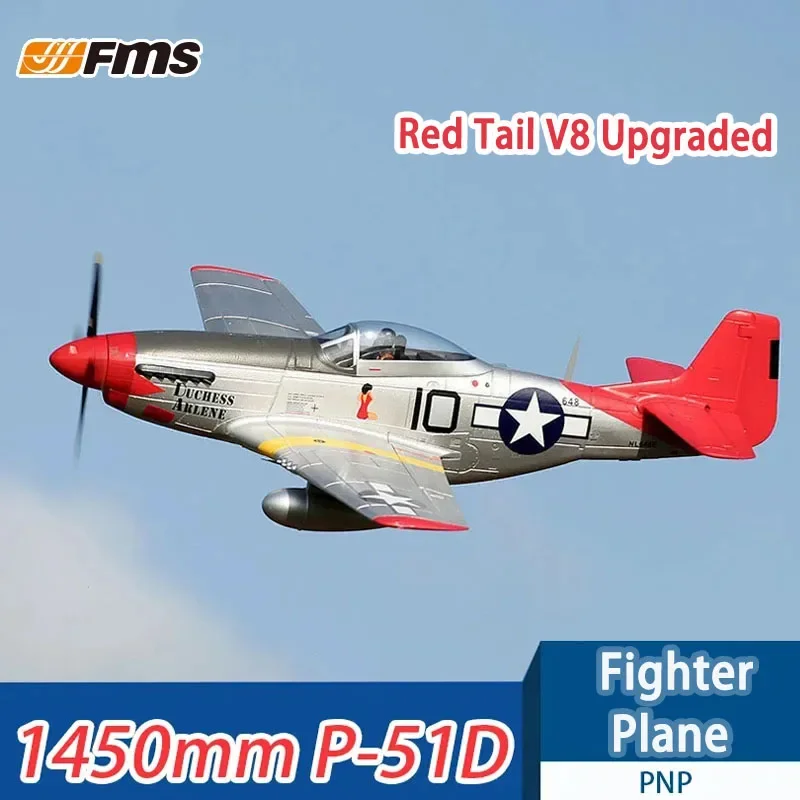 Fms 1450mm P-51d Red Tail V8 Upgraded Rc Remote Control Model Aircraft Fixed Wing World War Ii Similar To Real Aircraft Model