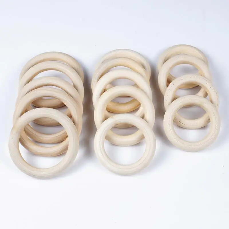 12-125mm Wooden Teething Round Ring Natural Wood Lead-Free Beads For DIY Jewelry Making Handmade Accessories