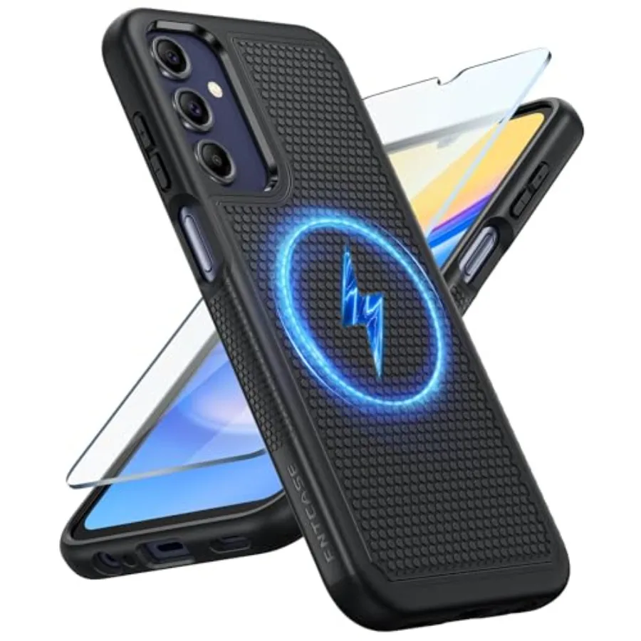 

for Galaxy A15-5G Phone Case - Samsung A15 5G Magnetic Cover [Fit for Magsafe] with Screen Protector, Anti-Slip Textured, TPU+P