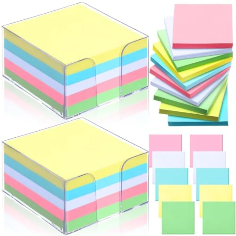 

1000 Pieces Small Note Pad 3.4 Inch x 3.4 Inch Square Memo Cube Refill Memo Pads with Cube Non Sticky Mini Paper Reminders Offi