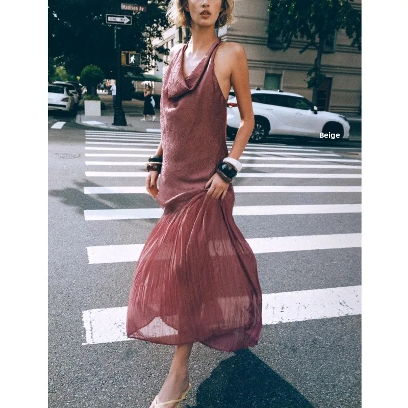 ชุดเดรสยาวปานกลางสำหรับผู้หญิง คอลเลคชั่นฤดูร้อนใหม่ล่าสุด ดีไซน์เก๋ คอปก แต่งผ้าต่อกัน ทรงวี เอวเข้ารูป ผลิตจากเส้นใยโพลีเอสเตอร์