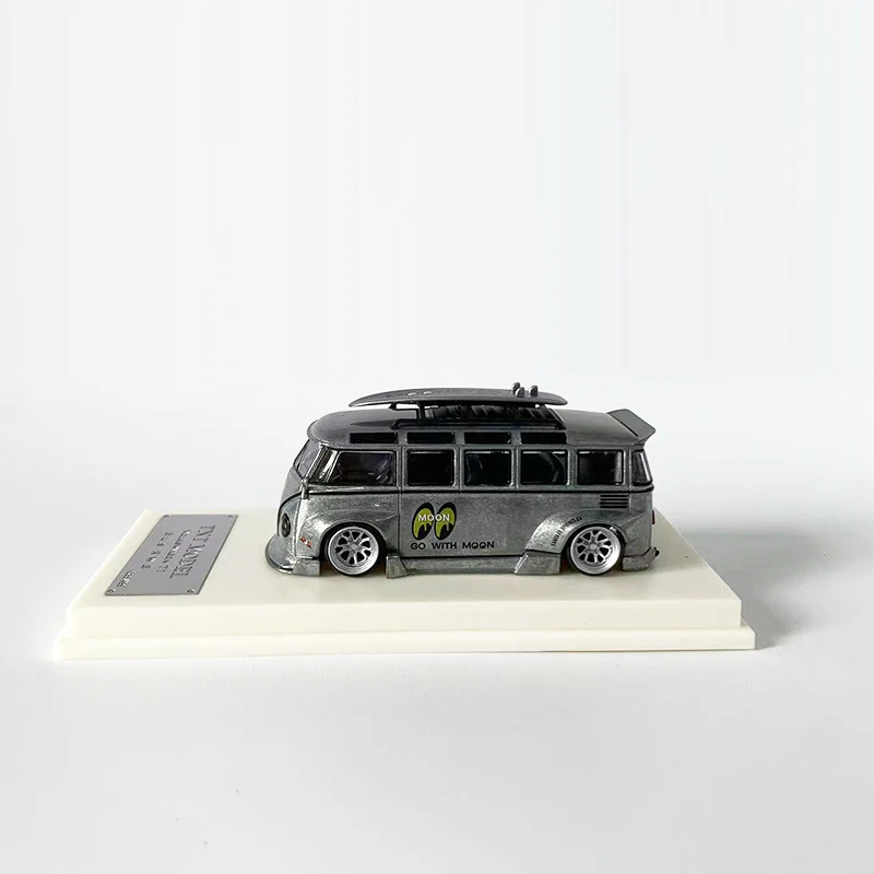 TNT 1:64 Model Car T1 Bus RWB Wide Body Alloy Die-Cast Vehicle -Raw Silver Coating