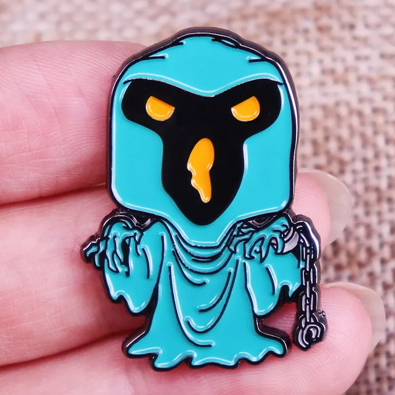 دبوس مطلي بظلال Phanttom من ScoooobyDooo دبوس مطلي بالمينا لون أخضر رداء شبح اشرار كرتونية شارة بروش زينة الظهر مجوهرات #1