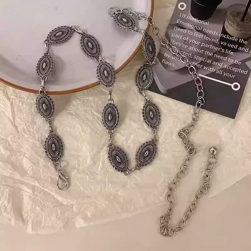 Retro Versatile Ethnic Style Metal Bohemian Waist Chain Belt For Women Fashion Sweater Chain Waist Seal Body Decor Accessories