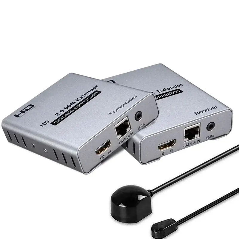 

4K 60HZ 60M Extender Over Cat6/7 RJ45 Ethernet Cable to HDMI-compatible 2.0 Cascade Connection Support HDR YUV 4:4:4 HDCP2.2