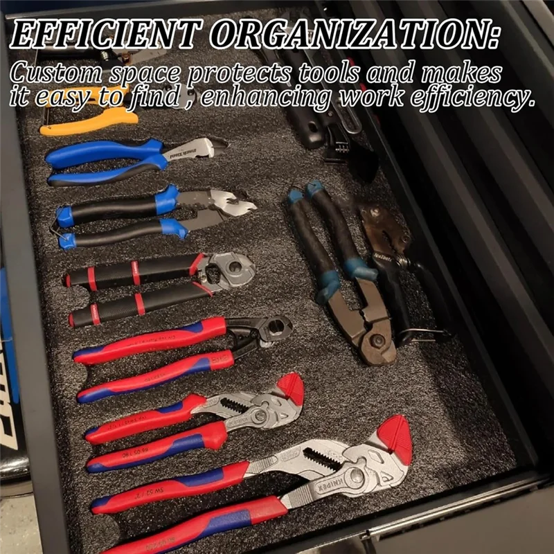 Fresh Tool Box Foam Set 18X12 X1 Inch Non Slip Adjustable Inserts For Cases Organizer For Toolbox Cabinet Chest Drawer US Plug