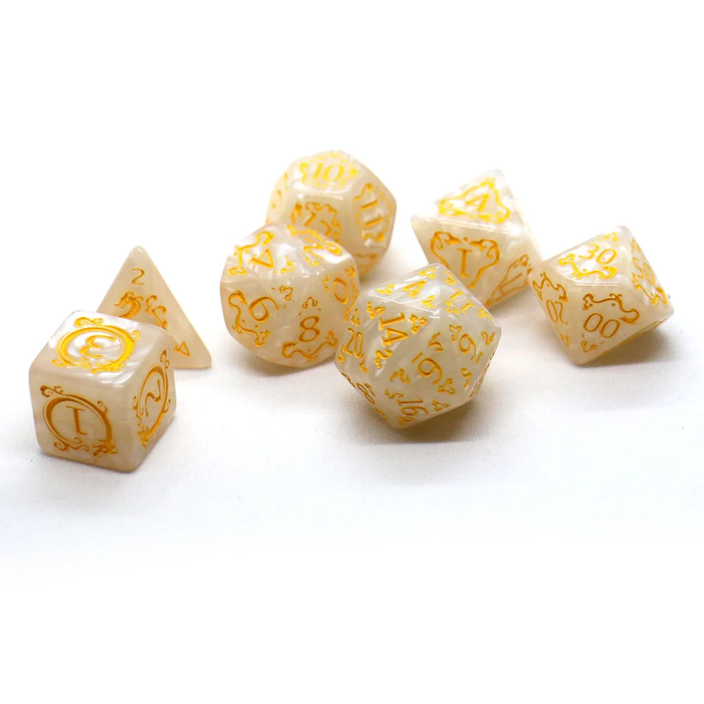 7-delige DND-dobbelstenenset met drakenpatroon, meerzijdige D4 D6 D8 D10 D12 D20 dobbelstenen Ideaal cadeau voor desktopspellen, verjaardagen en Festiva