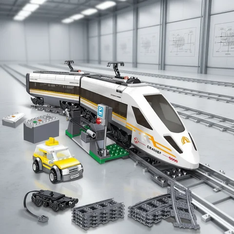City Power High-speed Railway Fuxing Hexie Electric Locomotive Train Building Blocks Toys for Children Technical Bricks Kids