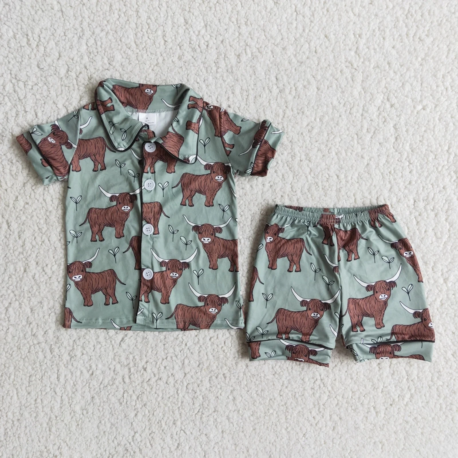 Wholesale Summer Children Western Buffalo New Nightclothes Clothing Baby Boy Sleepwear Clothes Set Pants Infant Pajamas Outfit