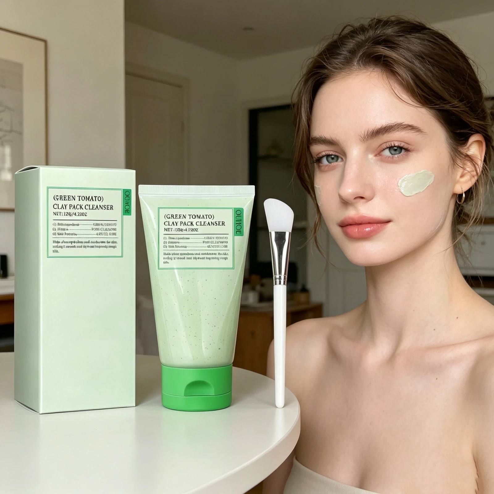 Green Tomato Foam Cleanser Deep Purify Cleaning Pores Remove Dirt Moisturizing Oil Control Brighten Skin Mild Foaming Face Wash