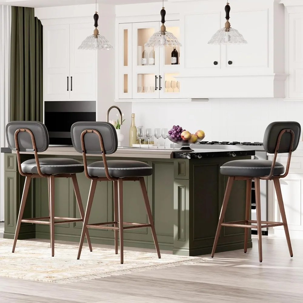 Barhocker aus PU-Leder, 2er-Set oder 3 oder 4er-Set, moderner Barhocker für Kücheninsel-Barmöbel, hohe Barstuhl-Rückenlehne