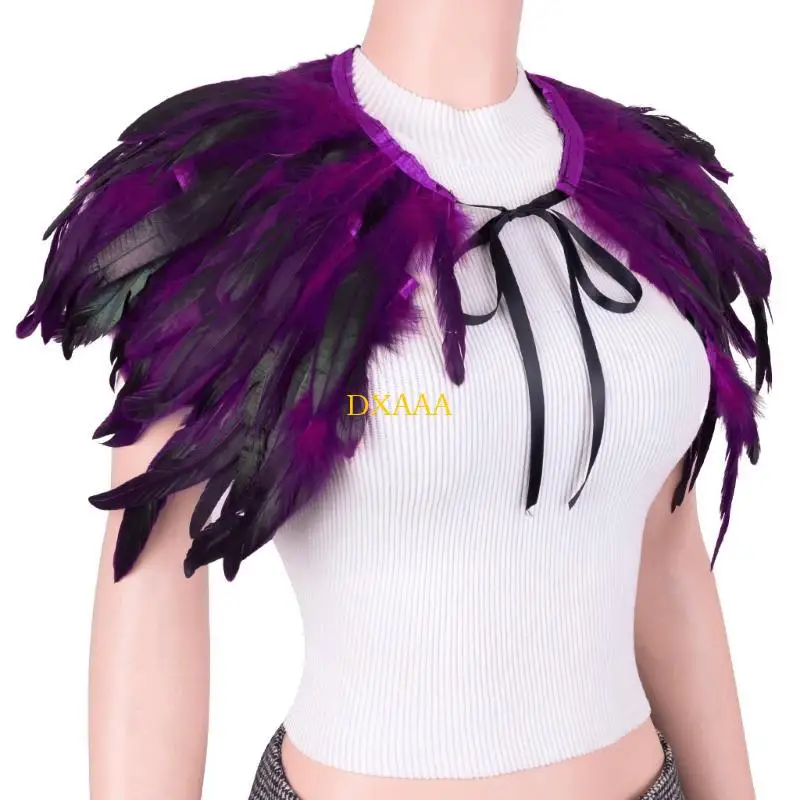 DXAA Colorida envoltura hombro plumas para mujer Cosla cosplay encogimiento hombros para celebraciones cosplay y