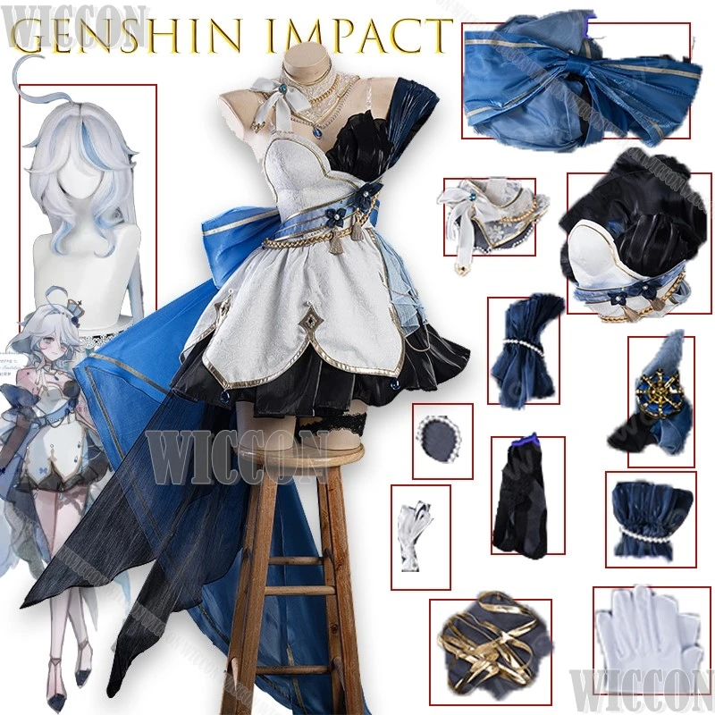 

Furina Cosplay Game Genshin Impact Fanart Furina Night Gown Cosplay Dress Halloween Lolita Christ Disfraz Mujer Comic Con Outfit